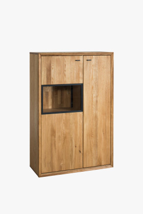 tölgyfa vitrin ajtókkal világítással 90x137x39 cm modern dizájn